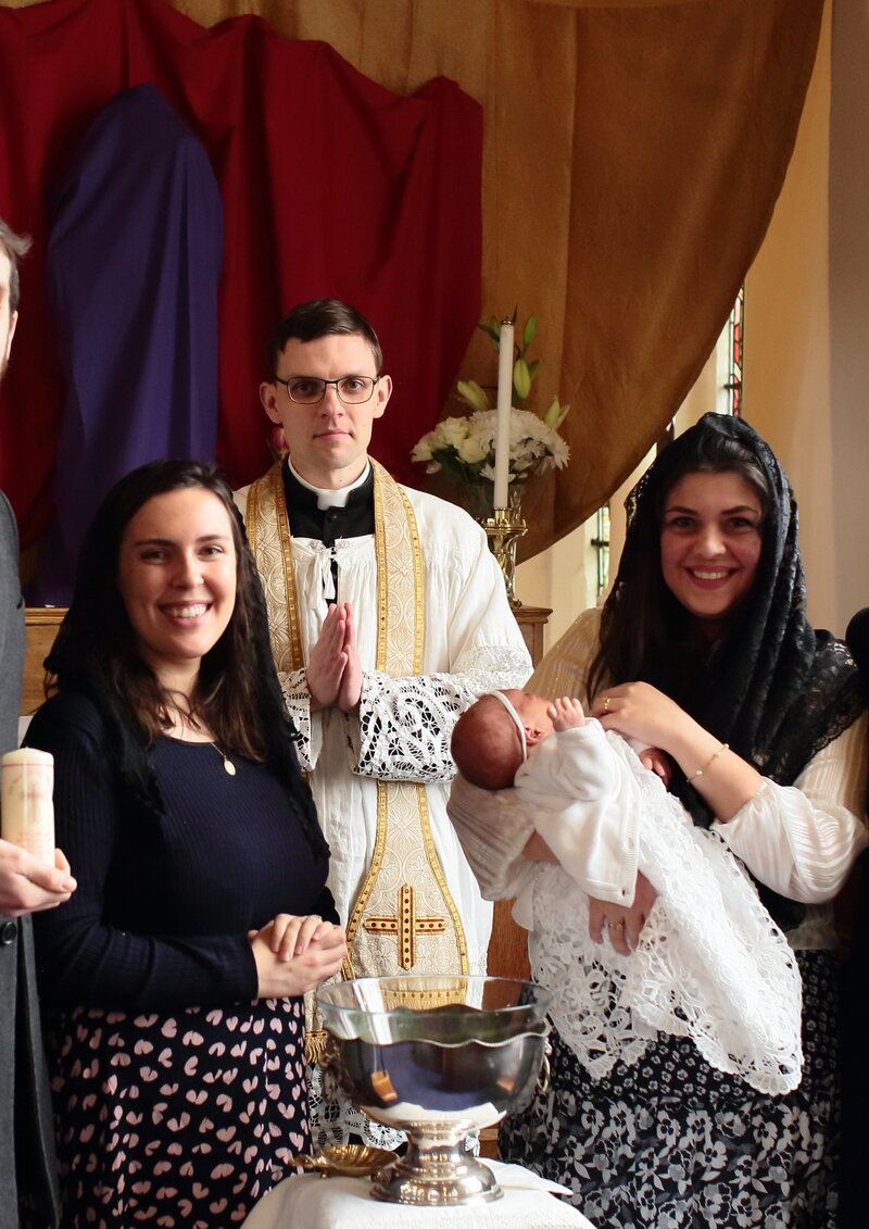 Catarina&rsquo;s baptism with godparents Stephen and Nikita and Canon Heppelle